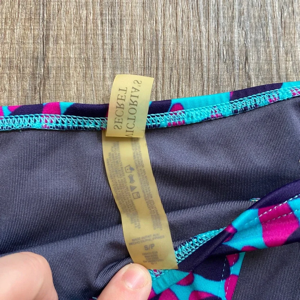 Victorias Secret Tankini Swimsuit Set Blue Pink Purple Abstract Print Small S/P